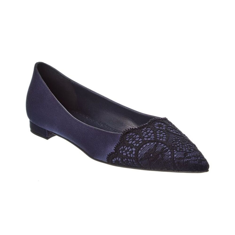 Manolo Blahnik Plankutus Satin Flat, Blue
